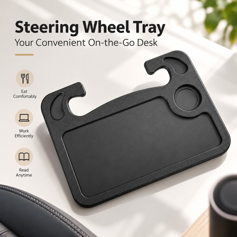 Car Steering Wheel Tray for Eating & Laptop Use –