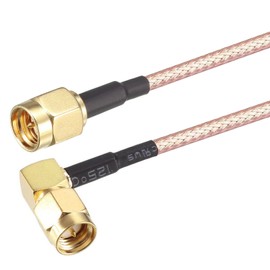 Oiyagai SMA Male to SMA Male Right Angle RG316 Coaxial Cable Jumper 50cm Pack of 2