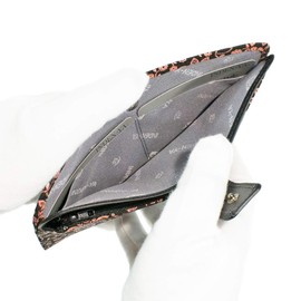 Indenya 2107-51-169 Long Wallet, Bundle, Large, Thin, Deer Leather, Black Background x Pink Lacquer, Clematis Pattern, black pink