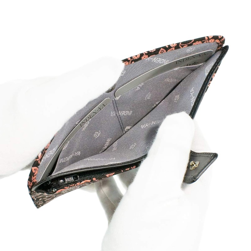 Indenya 2107-51-169 Long Wallet, Bundle, Large, Thin, Deer Leather, Black