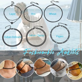 PROSTEEL Stainless Steel Black Ankle Bracelets for Women Feet Jewelry Ankelt Ankle Braclet Cuban Chain Anklet