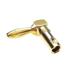Cleqee 8pcs 24K Gold Plated Right Angle Speaker Banana Plug L-Shape Screw-in Solderless Audio Jack Connector for Speaker Cable Corrosion Resistant