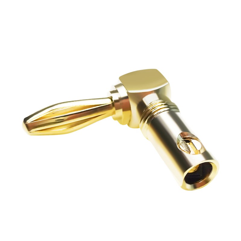 Cleqee 8pcs 24K Gold Plated Right Angle Speaker Banana Plug