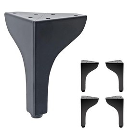 AKB Hardware Set of 4 Designer Metal Legs – Heavy Duty Furniture Legs for Sofa Tables, Coffee Tables, and DIY Projects – Modern Style with Easy Installation (Black, 6" H)