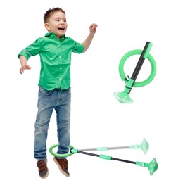 HIHALO Bola Plegable, Bola de Saltar,Skip it Ball,Juguete Plegable para Saltar la Cuerda para Fitness, Pelota giratoria con Purpurina Colorida (Verde)