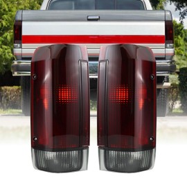 USR 87-89 F150 Pickup Tail Light – Tail Lamps (Left + Right) Pair - Compatible with 1987-1989 Ford F-150 / F250 / F350 Superduty Pick Up Truck and Bronco SUV All Models (DARK SMOKE RED TAIL LIGHTS)