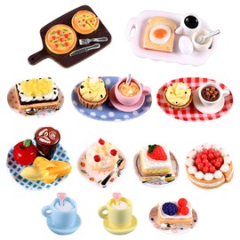 40 Stücke Miniatur Essen und Trinken Mini Küche Kleine Puppenzubehör Spielgeschirr Küchenspielzeug Mini Food Puppenhaus Küche Spielharz Mini Essen für Miniküche, Mini Teeparty, DIY Mikrolandschaft