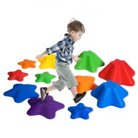 Balance Stepping Stones for Kids 11pcs Anti-skidding Stepping Stones Set Balance Blocks Indoor & Outdoor Kids Fitness Equipment Promotes Balance Coordination & Strength(Star)