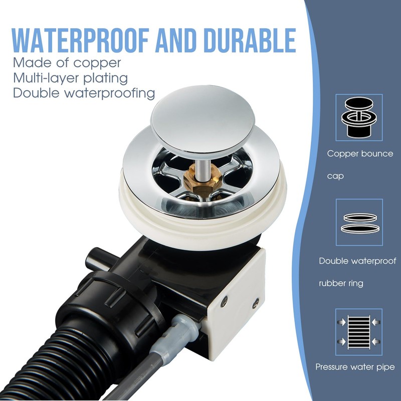 Upgraded Bath Waste and Overflow Kit Chrome Pop Up Bath