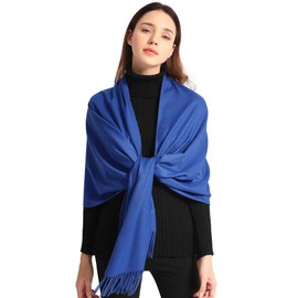 EASE LEAP Pashmina Chal - Bufanda de invierno para mujer, cálida envoltura de boda, bufandas para vestidos de noche, Azul Real, 78.5" x 27.5"