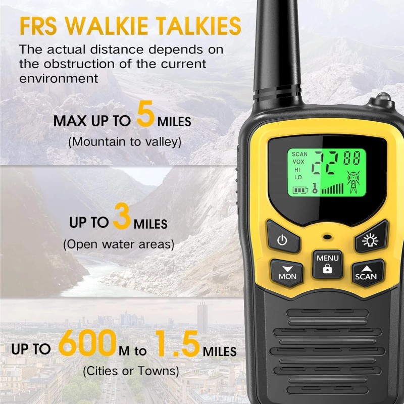 MOICO 4 PACK Long Range 100 mile Walkie Talkie Two