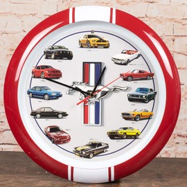 Mark Feldstein & Associates History of Mustang Sound Wall Clock, 13 Inch Red