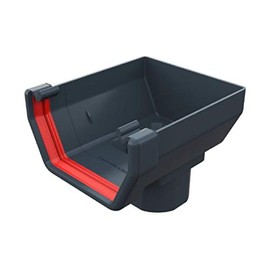 Anthracite Grey Square Gutter Stop End Outlet, Freeflow 114mm Rain Water Systems