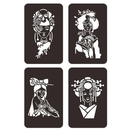 Geisha Tattoo Stencil Japanese Women's Tattoo Template 4 Stencils J11