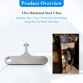 New Hardened Steel T-Key, Payphone Tkey T Key T Wrench for Most Modern Single Slot Pay Phone Vault Door, Fit for Western Electric/Protel Style Phone Booth Anti-Rust T-Wrench Key Access Tool 1 Pc