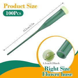 100PCS Floral Water Tubes 6 Inch Plastic Green Flower Water Tubes with Caps Flower Tubes for Fresh Flower Single Flower Water Tube Flower Stem Water Tubes