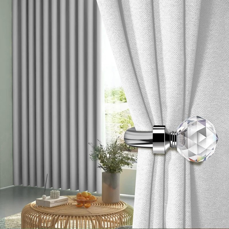 HIKMLK Crystal Curtain Holdbacks 2pcs, Metal Curtain Tieback Pull Back