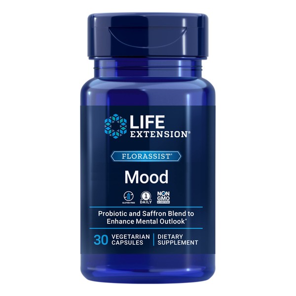 Life Extension FLORASSIST Mood - Probiotic & Saffron Blend – Gluten-Free, Non-GMO, Vegetarian - 30 Capsules