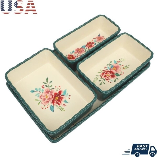 Unbranded 4-Piece Nesting Bakeware Set Ceramic Stoneware Oven Safe Bakeware
