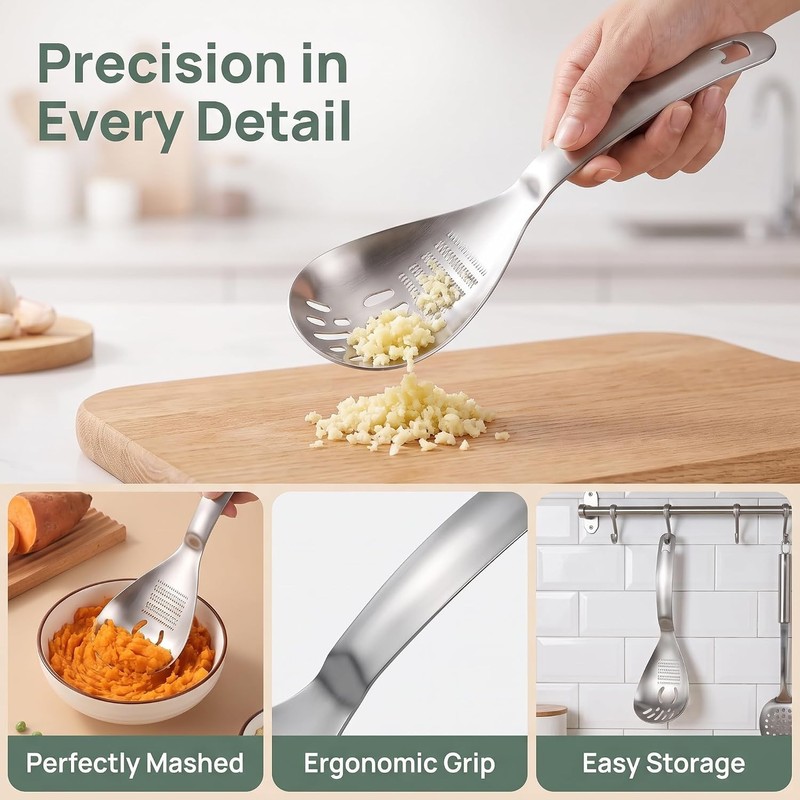 5-in-1 Stainless Steel Cooking Spoon, Multifunction Cooking Spoon,304 Stainless Steel
