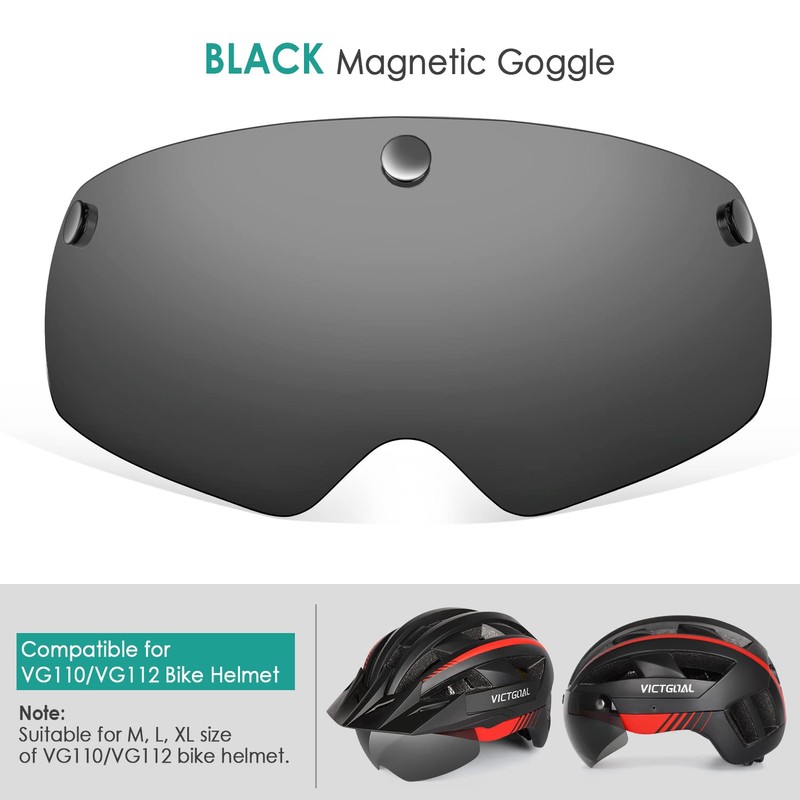 Victgoal Bike Helmet Goggles Visor Strong Magnetic Eye Shield (Black)