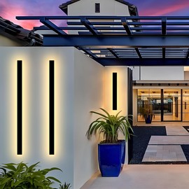 Outdoor Wall Light LED Long Wall Sconce 11.82in Ip65 Waterproof Black Modern Outdoor Lights 3000k 9W Metal Exterior Light Fixture For Porch Light Patio Front Door Yard Garden Villa Living Room
