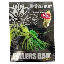 GAN CRAFT Spinnerbait, Killer's Bait, Mini 2 1/2 oz, Flashing Lime/Gold, #11 Lure
