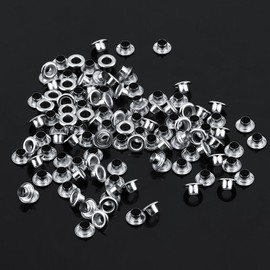 GLOGLOW 100pcs 5mm Hole Metal Eyelets, Leather Craft Card Decoration Accessory Brass Eyelets Canvas Clothes Leather Fasteners(Silver)