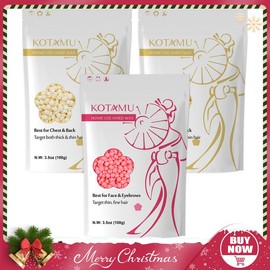 KOTAMU Hard Wax Beads, 4 Packs Waxing Beads for Hair Removal- Facial Bikini Brazilian Leg Sensitive Skin Full Body- Stripless Wax Beans Kit for Coarse & Fine Hair, Ideal for Women Men Home Salon Use - net weight: 300g (Cream*2-Pink*1)