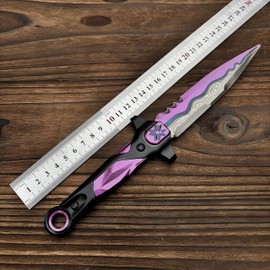 crafthand Handmade Game Val Weapon VCT LOCK//IN Misericórdia Metal 10.2'' Knife Most Accurate Replica Cosplay Prop Collection Knife Desktop Display Decoration (Purple)