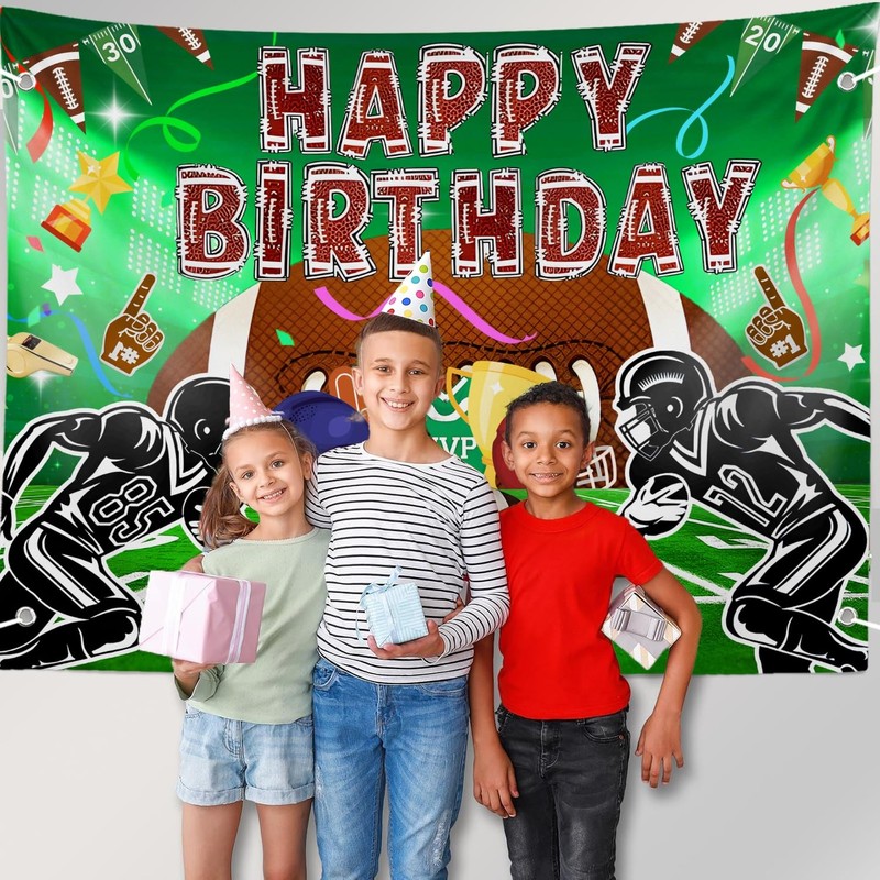 Football Happy Birthday Backdrop Banner