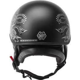 GMAX HH-65 Naked Motorcycle Street Half Helmet (Bravery Matte Black/Grey, Large)