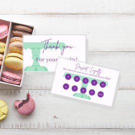 Lashicorn Dessert Loyalty Punch Card for Clients Thank You Cards | 50 pk | Business Cards Bakery Supplies Buy 9 Desserts Receive the 10th free 2x3.5”