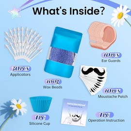 Kit de cera de nariz para hombres y mujeres, 3.53 oz de cera, depilación de orejas y nariz, 30 aplicadores (15-20 usos), kit de depilación seguro y rá