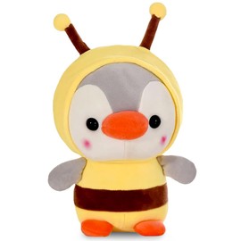 VEghee Cuddly Toy Penguin Bee, 25 cm Plush Toy, Penguin Bee Plush Stuffed Toy, Penguin Bee Soft Filled Cushion, Animal Plush Cushion Toy Gift for Children, Girls, Boys, Cuddly Toy (Yellow)