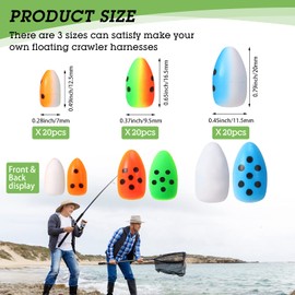 Skylety 60 Pieces Foam Floats Bullet Fishing Foam Snell Floats Fishing Rig Floats Spinner Rig Floats Oval Foam Floats Pompano Rigs Floats Fly Fishing Strike Indicators for Trout Catfish Walleye