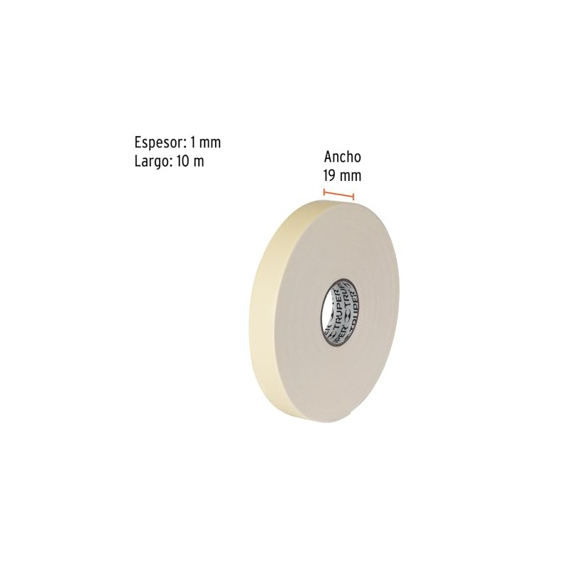 Truper CDC-19100 Cinta doble cara de 19 mm x 10