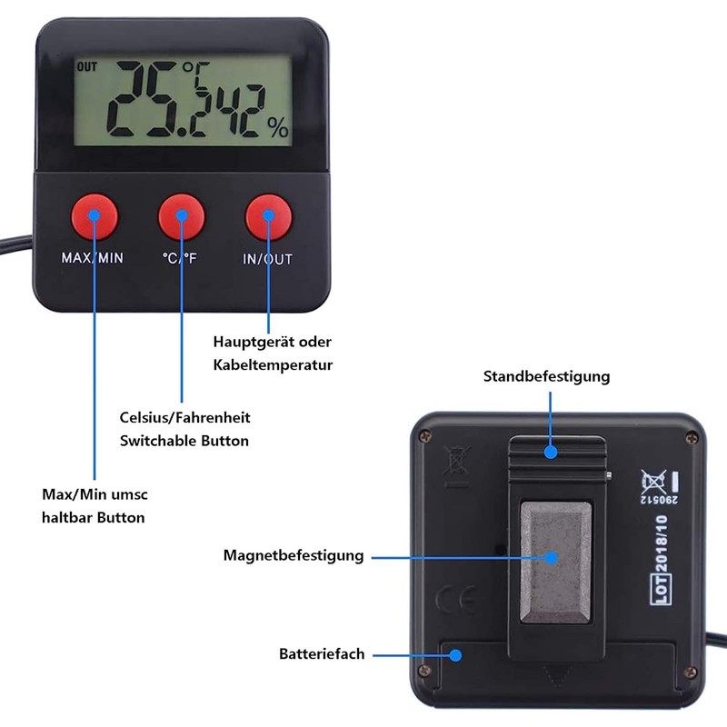 GERUI Digital Thermo/Hygrometer, Indoor Temperature Humidity Meter, Portable Hydrometer Moisture