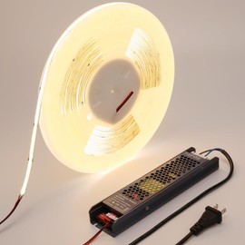 BENLUN 48V COB LED Strip Light 65.6ft, 4000K Natural White Flexible Cuttable LED Tape Lights 8W/M 480LEDs/M CRI 92 with AC 110V Power Supply for Bedroom Ceiling Living Room Commercial