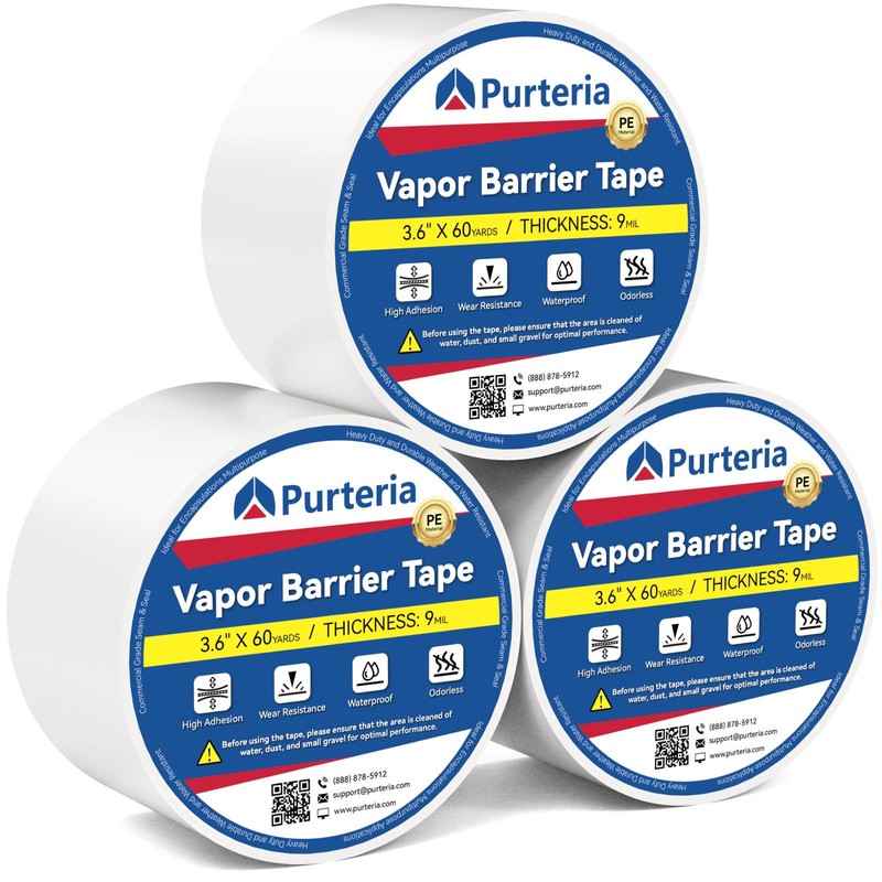 PURTERIA Vapor Barrier Tape with Release Liner, 9 Mil Easy-to-Use