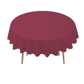 Burgundy Plastic Tablecloths 2 Pack Maroon Disposable Table Covers 84 Inch Circle Bridal Shower Party Tablecovers PEVA Wine Red Table Cloths for Picnic Birthday Wedding Parties 6 ft Round Table Use