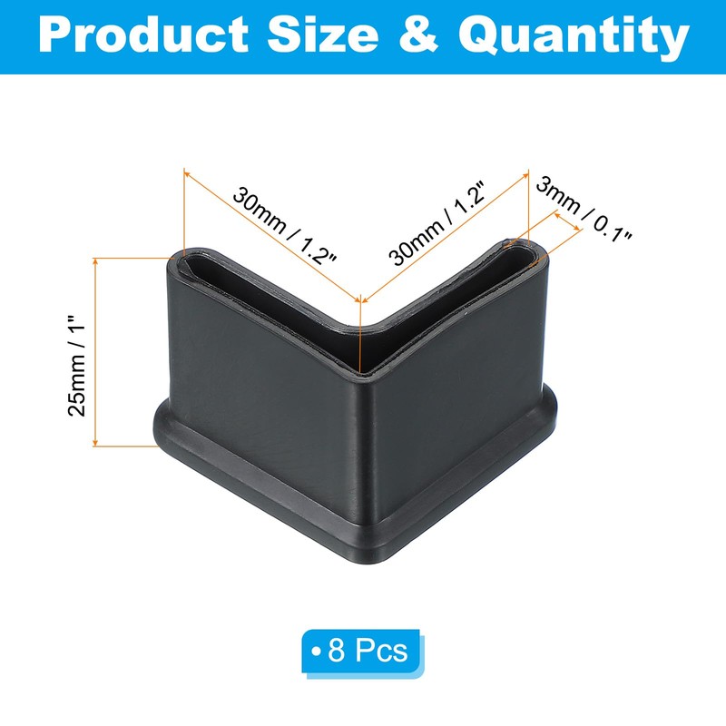 PATIKIL Leg Pads l Shape 1.2" x 1.2", 8pcs Furniture