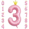 hzqruqh 40 Inch Crown Pink Number 3 Balloon, Big Conjoined