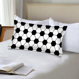 Soccer Theme Lumbar Pillow Covers 20x40 Sports Soccer Ball Black and White Long Body Pillow Cover for Bed,Sports Theme King Size Pillowcase with Envelope Closure Decorative Cushion Cover for Bed,Sofa