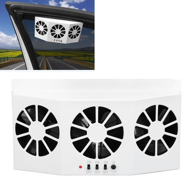 Car Exhaust Fan Solar Powered 3 Fans Ventilation Cooling Odor