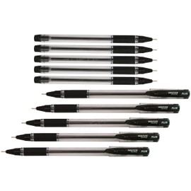 HAUSER Flix 10 x 0.7mm BLACK Smooth Ballpoint Pens Rubber Grip Simply Perfect