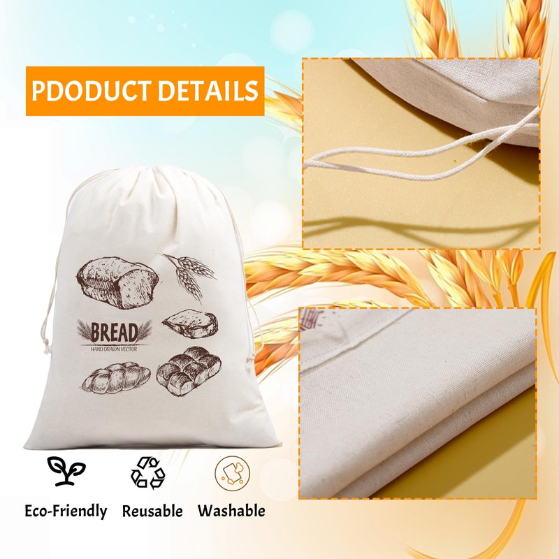 Guerity 2pcs Reusable Bread Bags To Keep Fresh, Cotton Linen