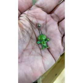 LionGothic Belly ring Curved Barbell 14 Gauge Iridescent Effect Friendly Alien