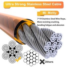 Mi Metty Dog Tie Out Cable,50ft Dog Lead-Heavy Duty Tie Out Cable for for Large Dogs Up to 125lbs-Dog Chain for Yard-Outside Dogs Runner Tether Line