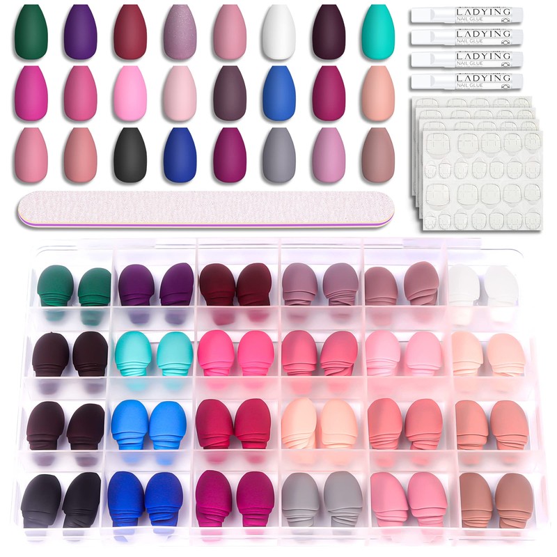 Presione En Las Uñas, 576 Piezas de Uñas Postizas Cuadradas